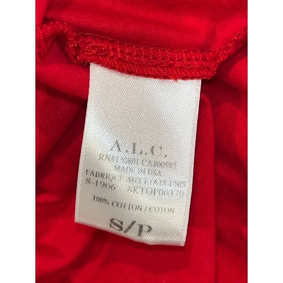 A.L.C. Womens Red Puff -Sleeve Blouse Size Small Cotton Blend - Picture 9 of 9